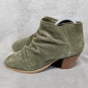 Diba Shoes Womens Size 7 Green Suede Side Zip Ankle Boots Booties